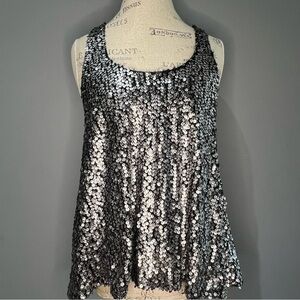 Vintage Havana Silver Sequin Sleeveless Tank Top size M in excellent condition